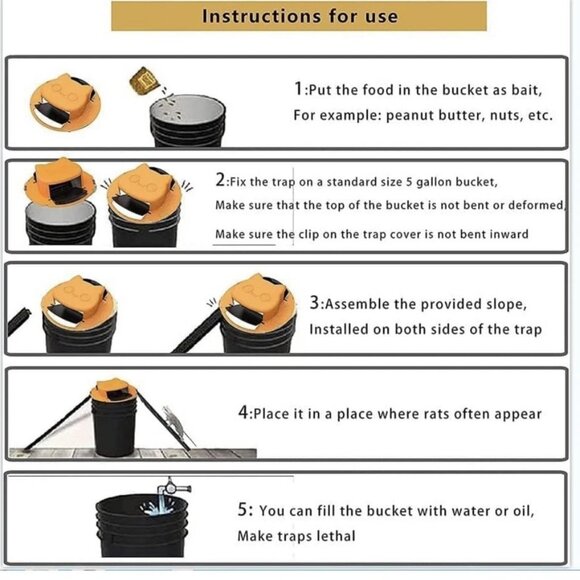 Mouse Trap Bucket Lid, Double Trap Door Style Bucket Mouse Trap -Humane - Picture 2 of 8